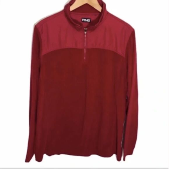 Men’s PING Red Pullover 1/4 Zip Jacket - Picture 1 of 9
